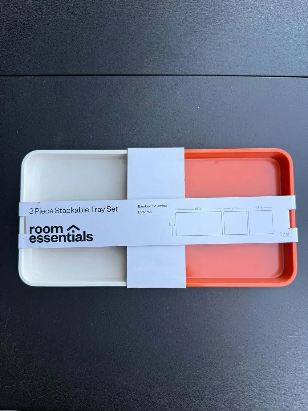 Room Essentials 3 Piece Stackable Tray Set Bamboo Melamine